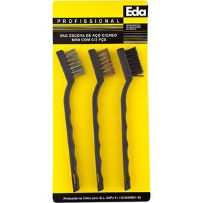 Escova Mini Cabo Plastico KIT com 03 Peças EDA 8AG