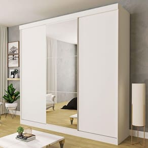 Guarda-Roupa Casal Evidence 3 Portas de Correr 4 Gavetas Branco - Minastex