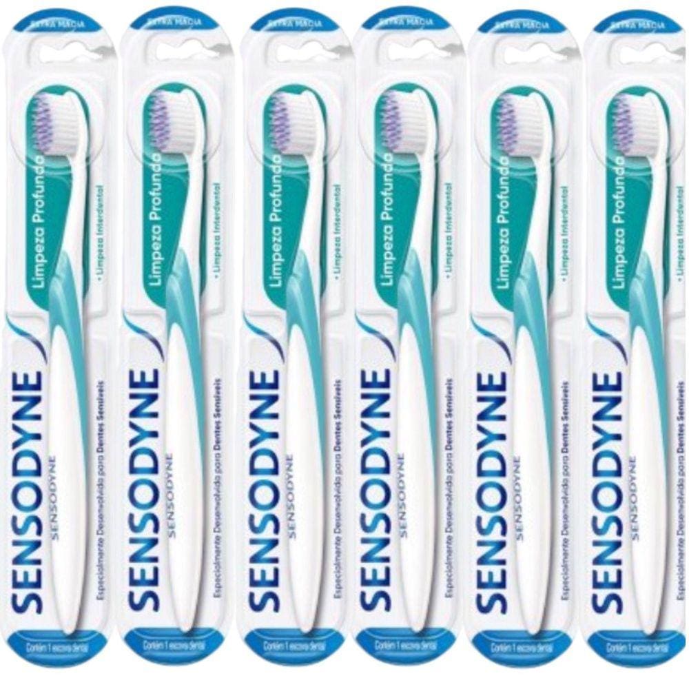 Escova Dente Extra Macia Limpeza Profunda Sensodyne Kit X6