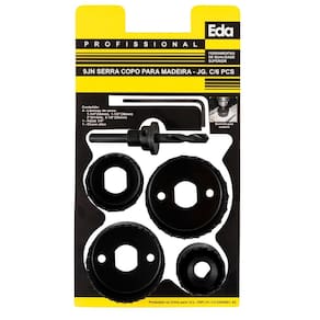 Jogo Serra Copo Madeira Gesso PVC 6 Peças EDA 9JN