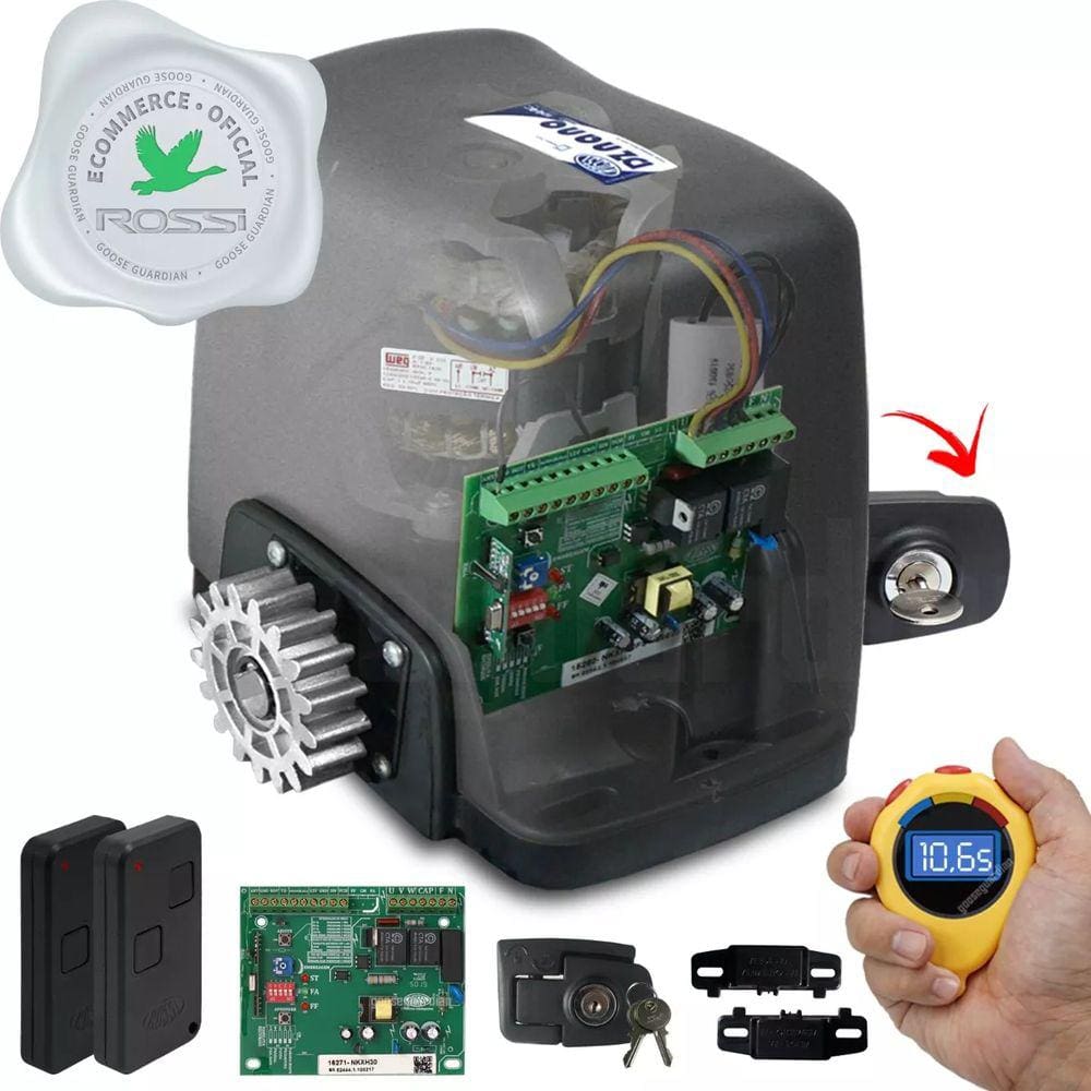 Kit 1 Motor Rossi Dz Nano Turbo 2 Control P/ Portão 600kg