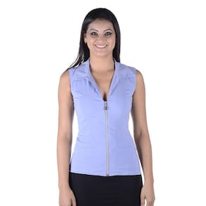 Camisete Profissional sem Manga Tecido de Poplim - Azul Claro
