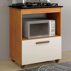 Armário de Cozinha para Cooktop Salvia 1 Porta Nature/Off White - Kaiki Móveis