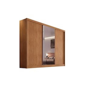 Guarda Roupa Casal 3 Portas de Correr e 8 Gavetas c/ Espelho Natus Plus Freijo Cumaru - Novo Horizonte