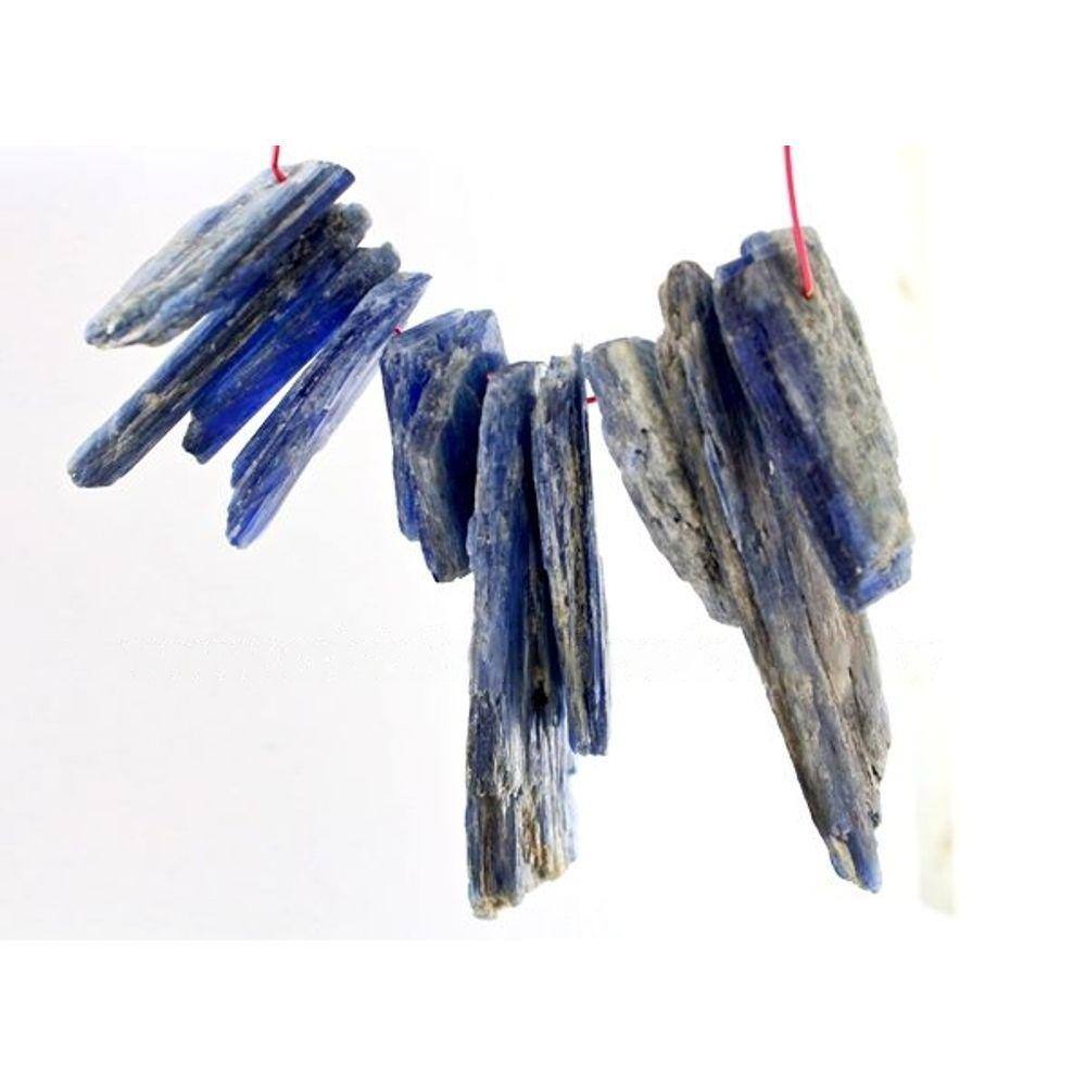 05 Lâmina Cianita Para Pingente de Colar Furo Central Vazado