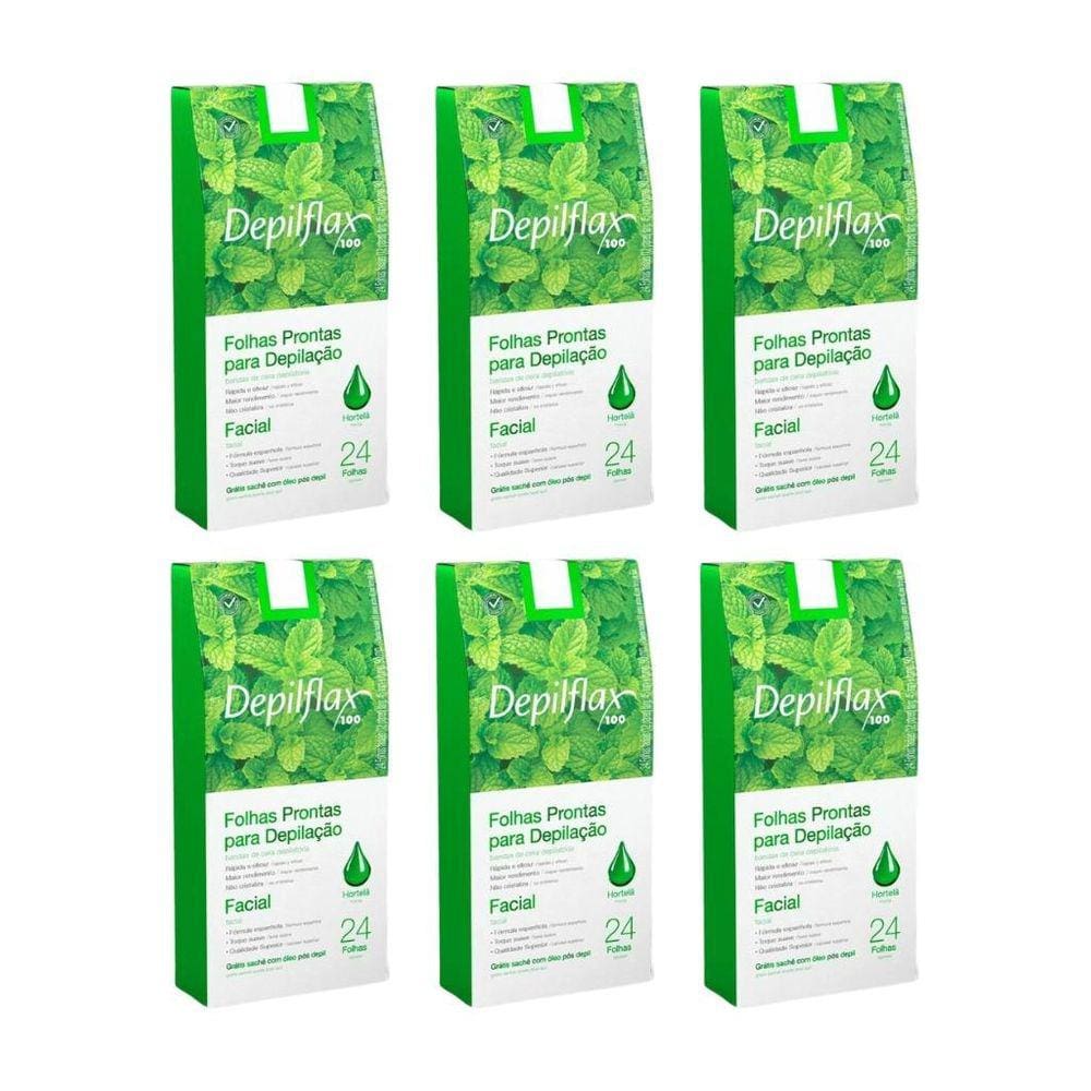 Depilatorio Depilflax Folhas Prontas Facial C/24 Hortela-6Un