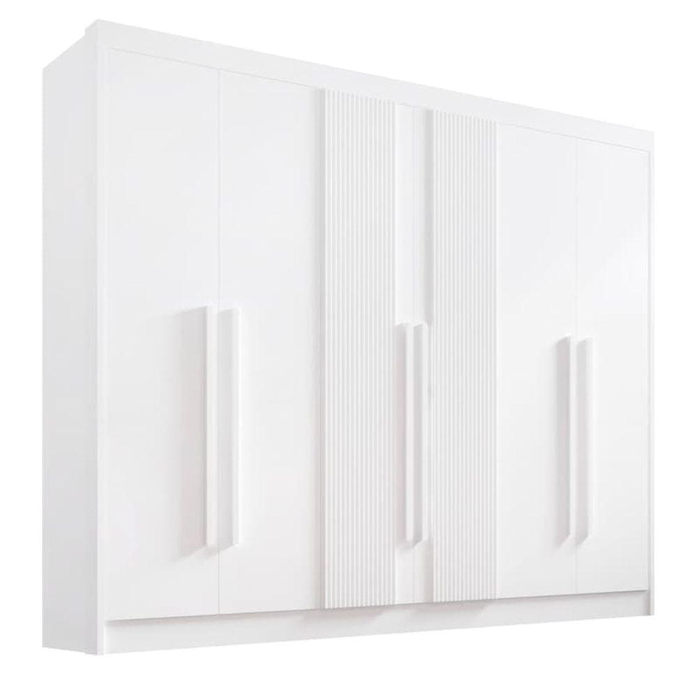 Guarda Roupa Casal 6 Portas 7 Gavetas - Athos Ripado-Branco - Móveis D`Doro