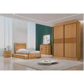 Guarda Roupa Solteiro 2 Portas 3 Gavetas - Santorini Ripado-Cinamomo - Móveis D`Doro