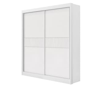 Guarda Roupa Solteiro 2 Portas 3 Gavetas - Santorini Ripado-Branco - Móveis D`Doro
