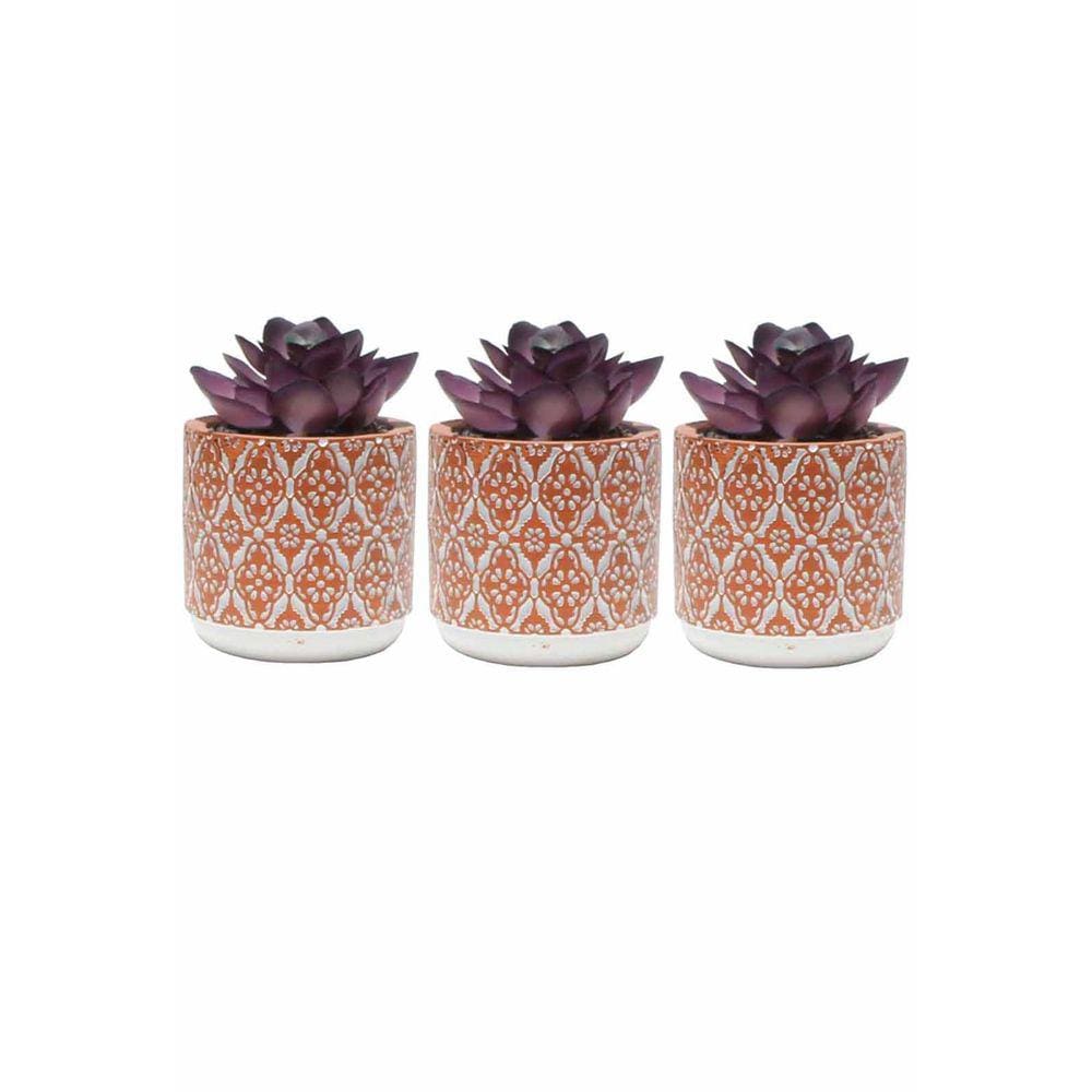 Kit 3 Vaso em Cimento Suculenta Cachepot Vasinho 8cm Laranja