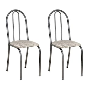 Kit 2 Cadeiras de Cozinha Califórnia Estampado Rattan Bege Pés de Ferro Preto - Pallazio