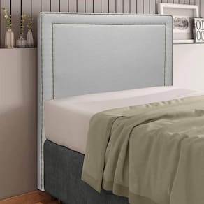 Cabeceira para Cama Box com Frame Casal 138cm Cravejada Dama Linho Bouclê Cinza SOFA STORE