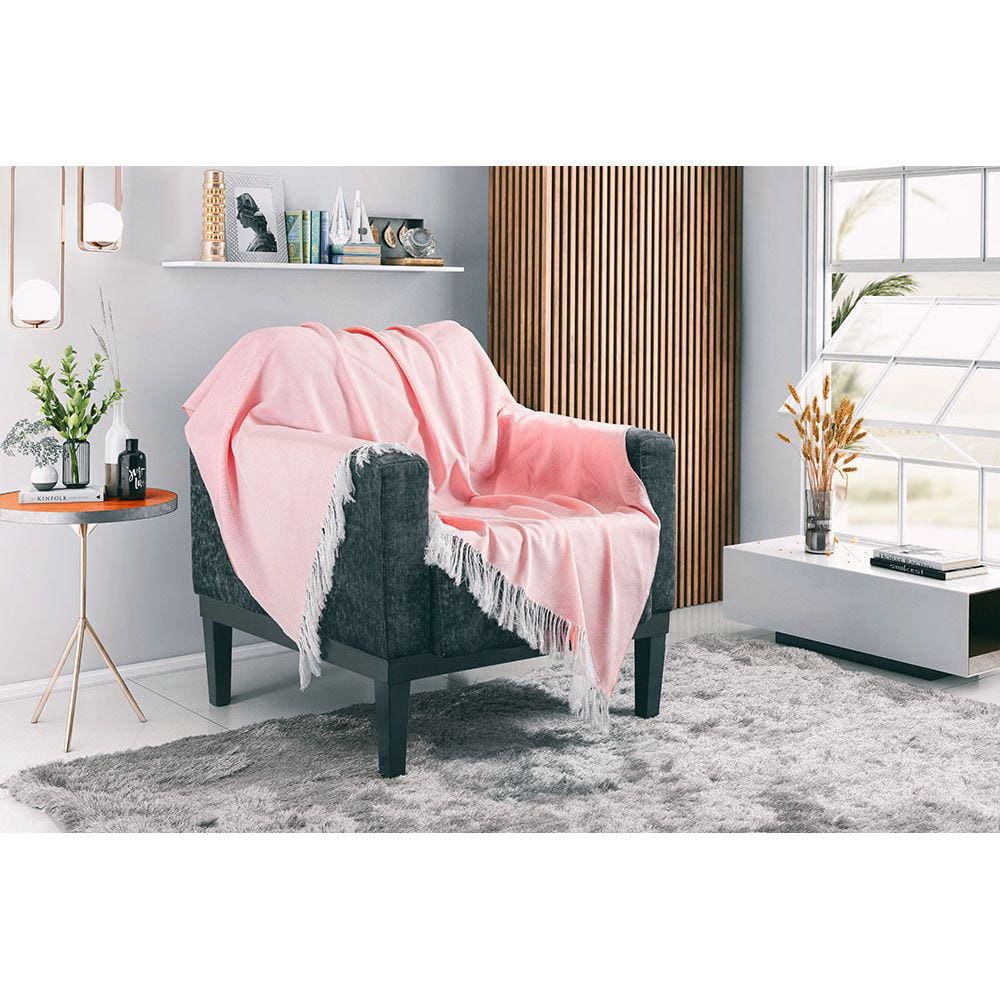 Manta P/ Sofá - Turim - 3 Lugares - Rosa - 1,40m x 2,10m - Adomes
