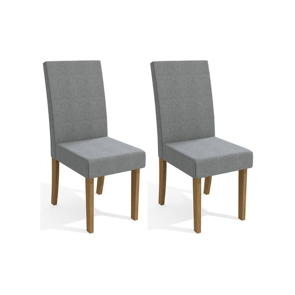 Cadeira Sala de Jantar 2CAD131 Kit 2 Un Freijo - Assento/Encosto Linho Cinza A018 - Kappesberg