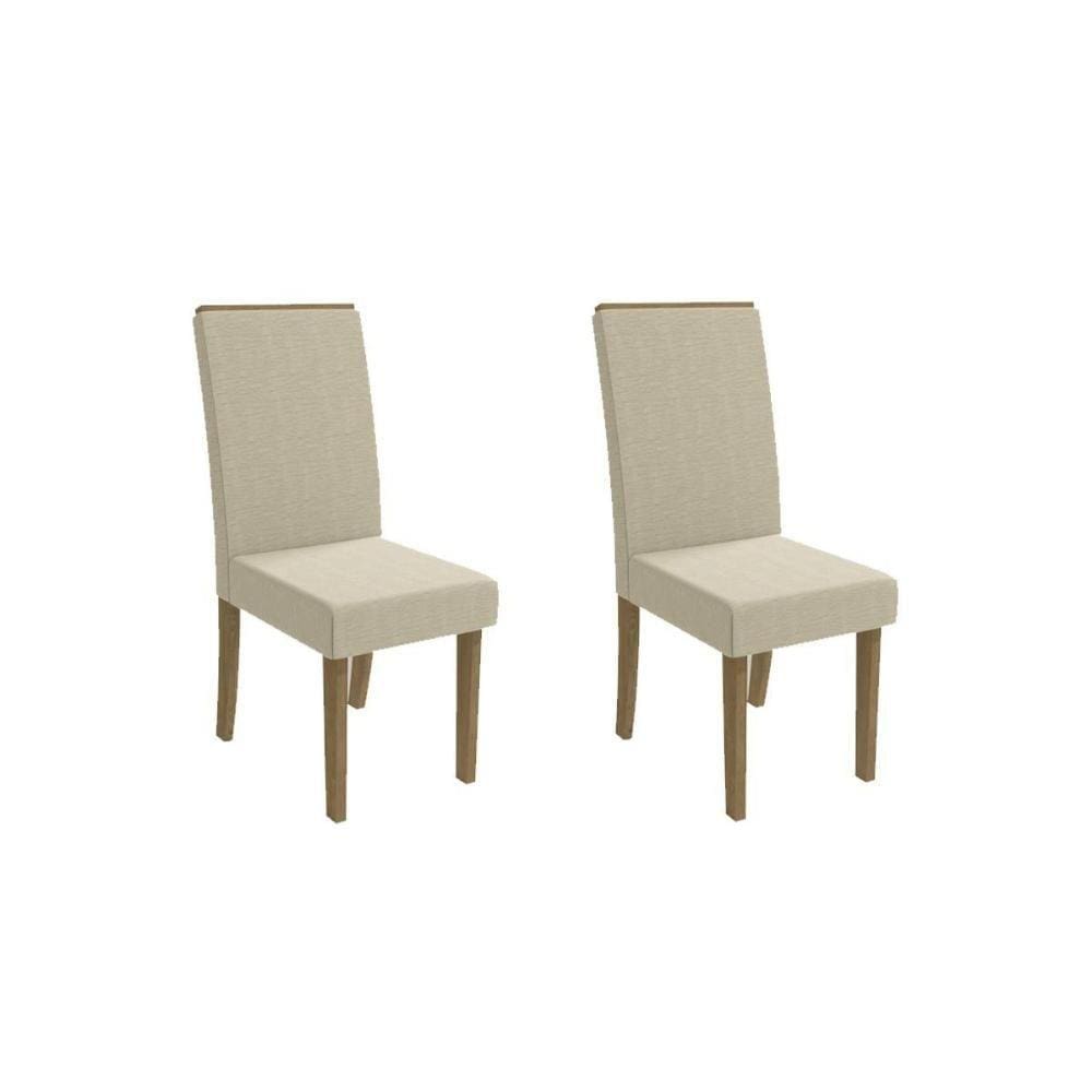 Cadeira Sala de Jantar 2CAD142 Kit 2 Un Freijó/Linho Bege - Kappesberg