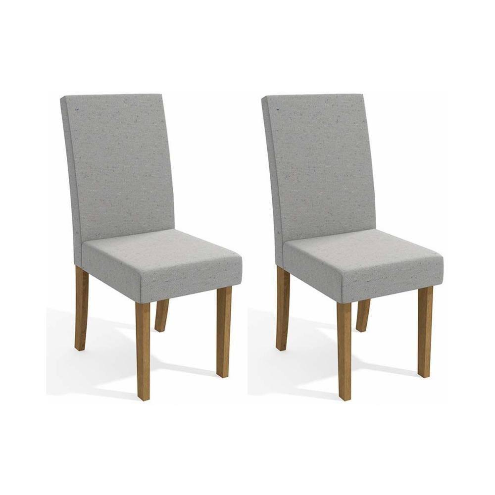 Cadeira Sala de Jantar 2CAD131 Kit 2 Un Freijó - Assento/Encosto Linho Caqui A040 - Kappesberg