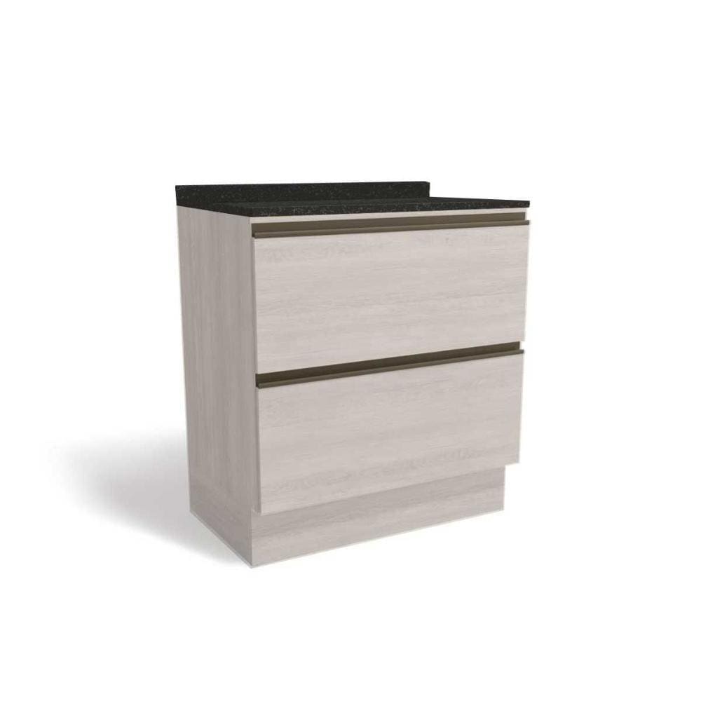 Gabinete de Cozinha Modulado Balcão Maxxi G755 2 Gavetas c/Tampo 80cm Branco/Preto Brilho - Kappesberg
