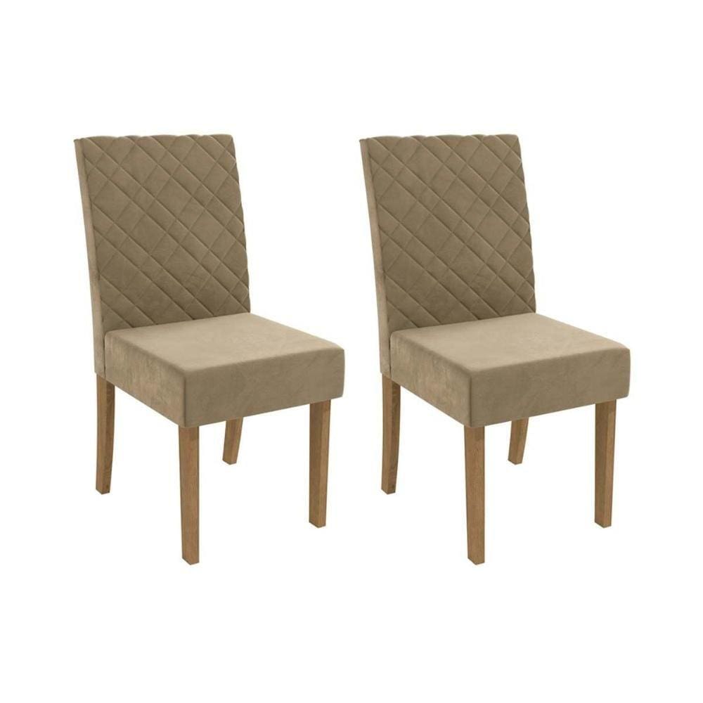 Kit 2 Cadeiras Sala Jantar 2CAD133 2 Un Freijo/Assento Veludo Deluxe Bege - Kappesberg