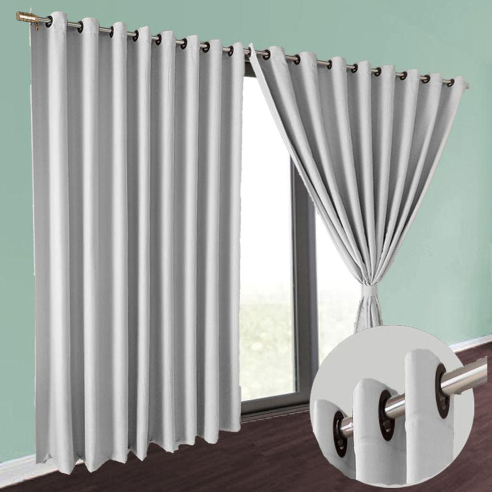 cortina blackout em tecido 8,00 x 2,80 Brenda sala cinza