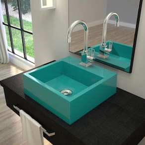 Kit Cuba Q395 com Torneira Luxo 1195 Metal e Válvula Click 1 Pol. e Sifão Pvc e Flexível Compace Azul Turquesa