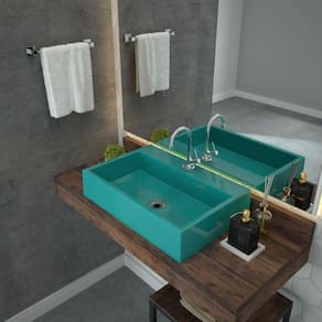 Kit Cuba RT55 com Torneira 1198 Metal e Válvula 1 Polegada e Sifão Cromado e Flexível Compace Azul Turquesa