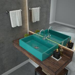 Kit Cuba RT55 com Torneira 1198 Metal e Válvula Click 1 Polegada e meia e Sifão Cromado e Flexível C Azul Turquesa