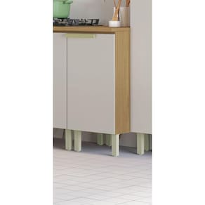 Balcão de Cozinha 40cm 1 Porta em Mdf com Tampo New Porto Freijó/Off White