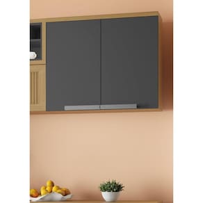 Armário Aéreo de Cozinha 80cm 2 Portas New Porto 100% Mdf Freijó/Grafite