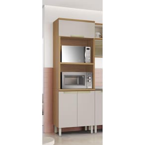 Paneleiro 3 Portas Nicho para 2 Fornos 100% Mdf New Porto Freijó/Off White