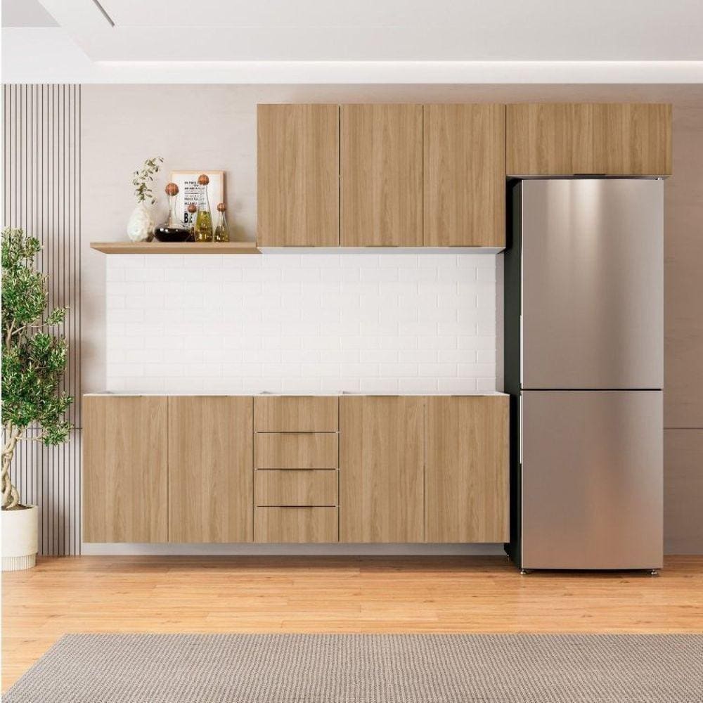 Cozinha Modulada 4 Peças sem Tampo 2 Aéreos e 2 Balcões 2 Portas Ipanema Cabecasa Madeiramadeira Amadeirado