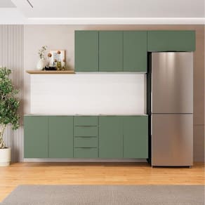 Cozinha Modulada 4 Peças sem Tampo 2 Aéreos e 2 Balcões 2 Portas Ipanema Cabecasa Madeiramadeira Verde
