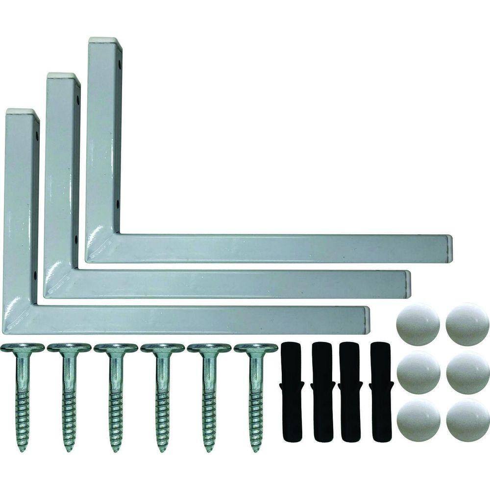 Kit 3 Suportes Mão Francesa Cantoneira Prateira Branco 25Cm
