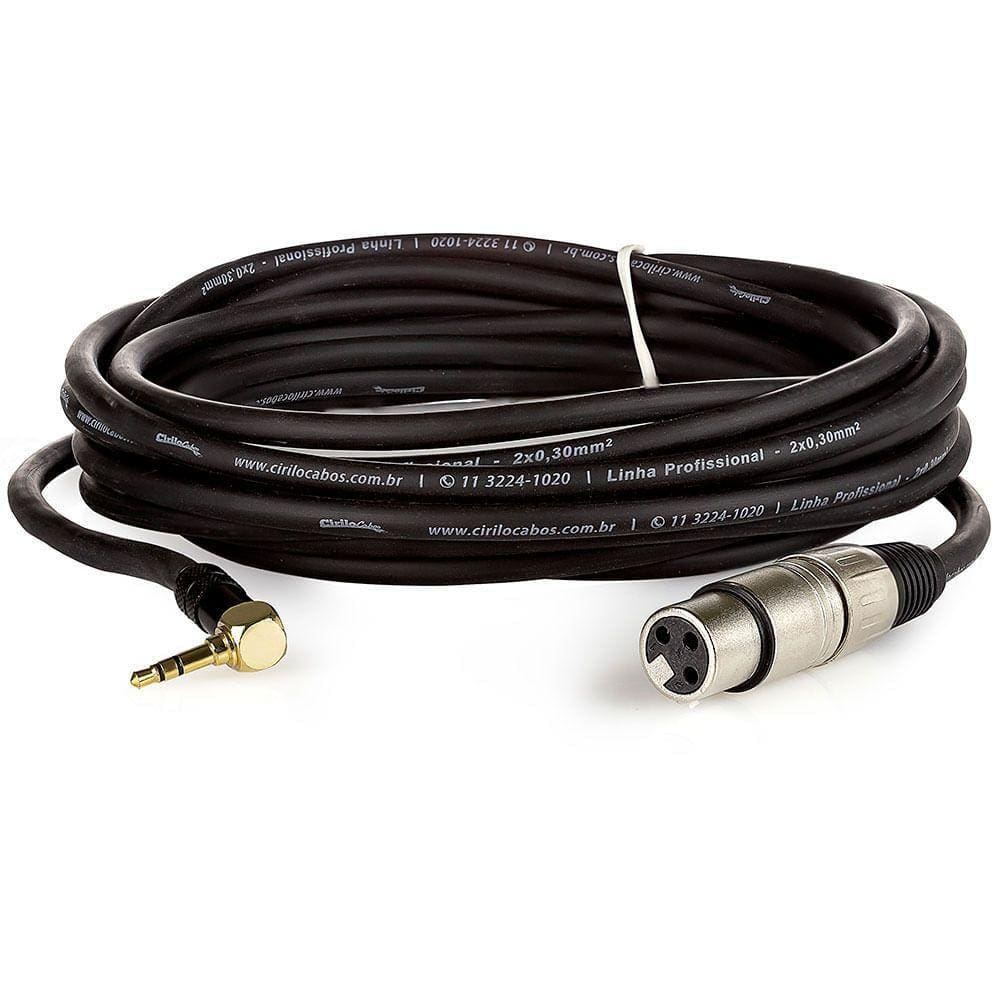 Cabo Profissional Xlr Fêmea Para P2 90 Graus Estereo - 50 Metros
