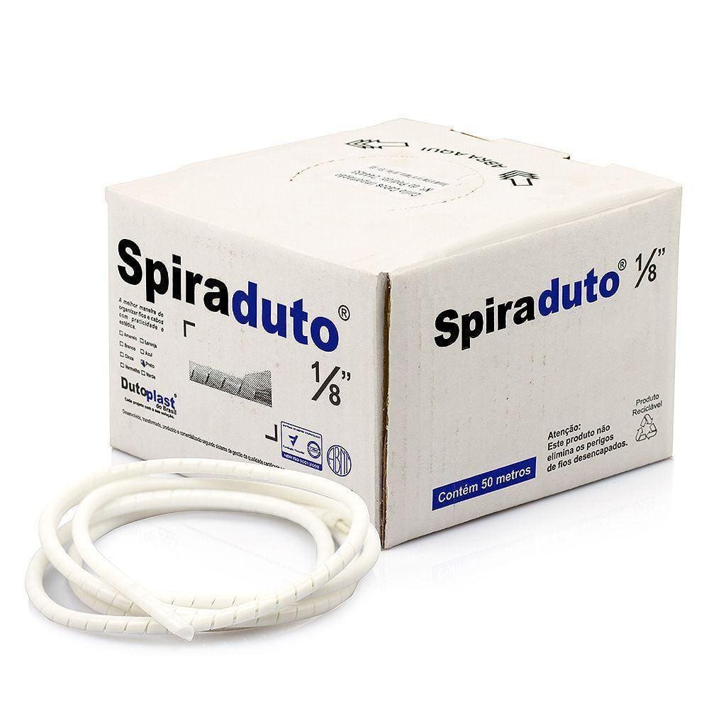 Organizador De Fios E Cabos Spiraduto 1-8 Branco - 25 Metros