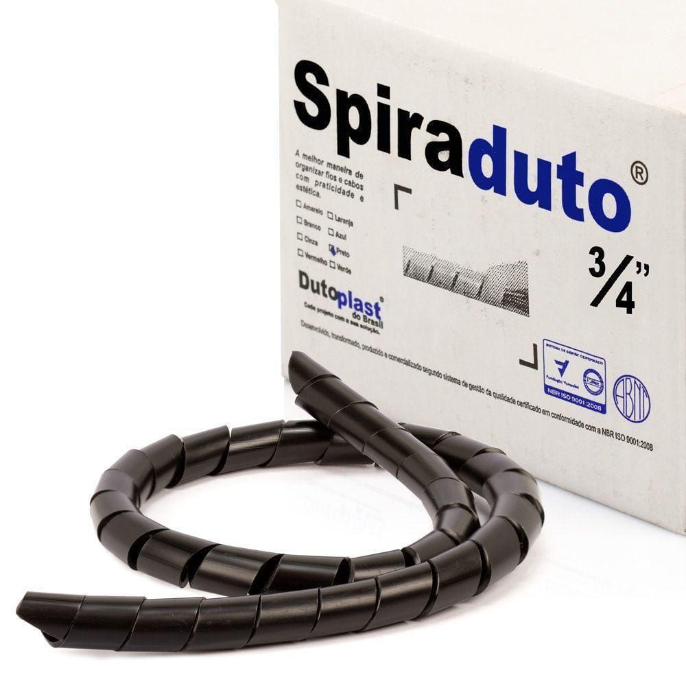 Organizador Fios E Cabos Spiraduto 3-4 Preto - 4 Metros