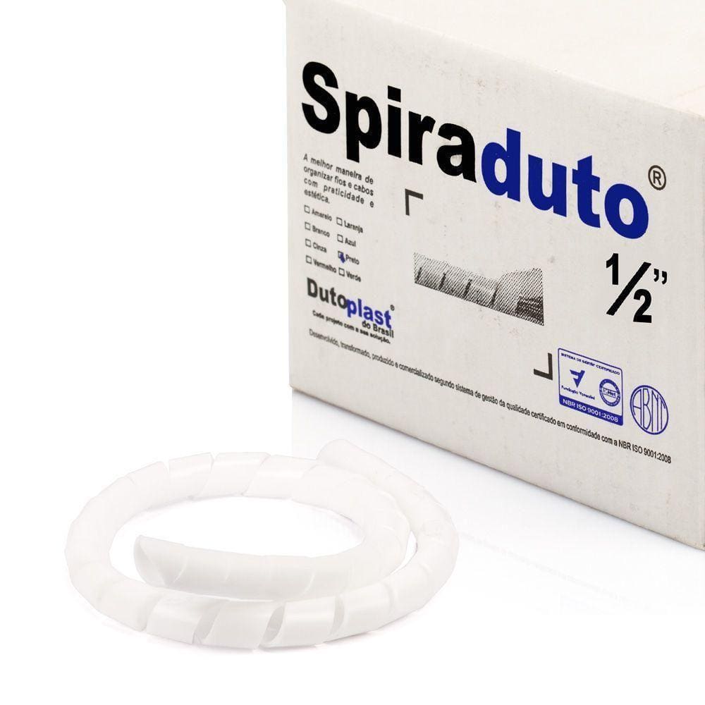 Organizador Fios E Cabos Spiraduto 1-2 Branco - 3 Metros