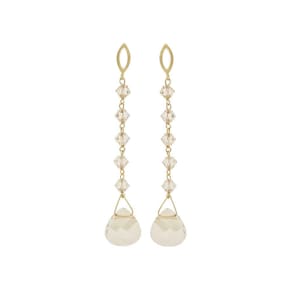 Brincos de ouro 18k pendentes de cristais dourados J26065