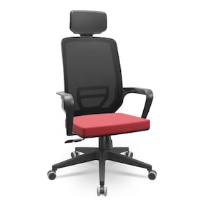 Cadeira Presidente Adrix Vinil Vermelho Relax System Com Apoio De Cabeça Plaxmetal