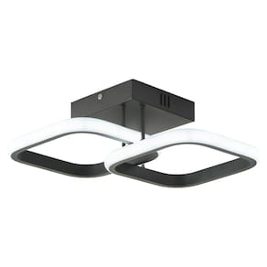 Plafon Selene Quadrado Preto 37cm Led 20W 3 em 1 Bivolt