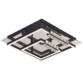 Plafon Moderno Preto com Cristais 36,5cm Led 42W 3000K Bivolt