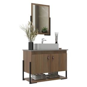 Gabinete Banheiro 60cm 2 Portas C/ Cuba E Espelheira Cr10106