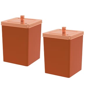 Kit 2 Lixeira Quadrada 6,5 Litros Cesto De Lixo Rose Gold Para Banheiro Pia Cozinha - Future