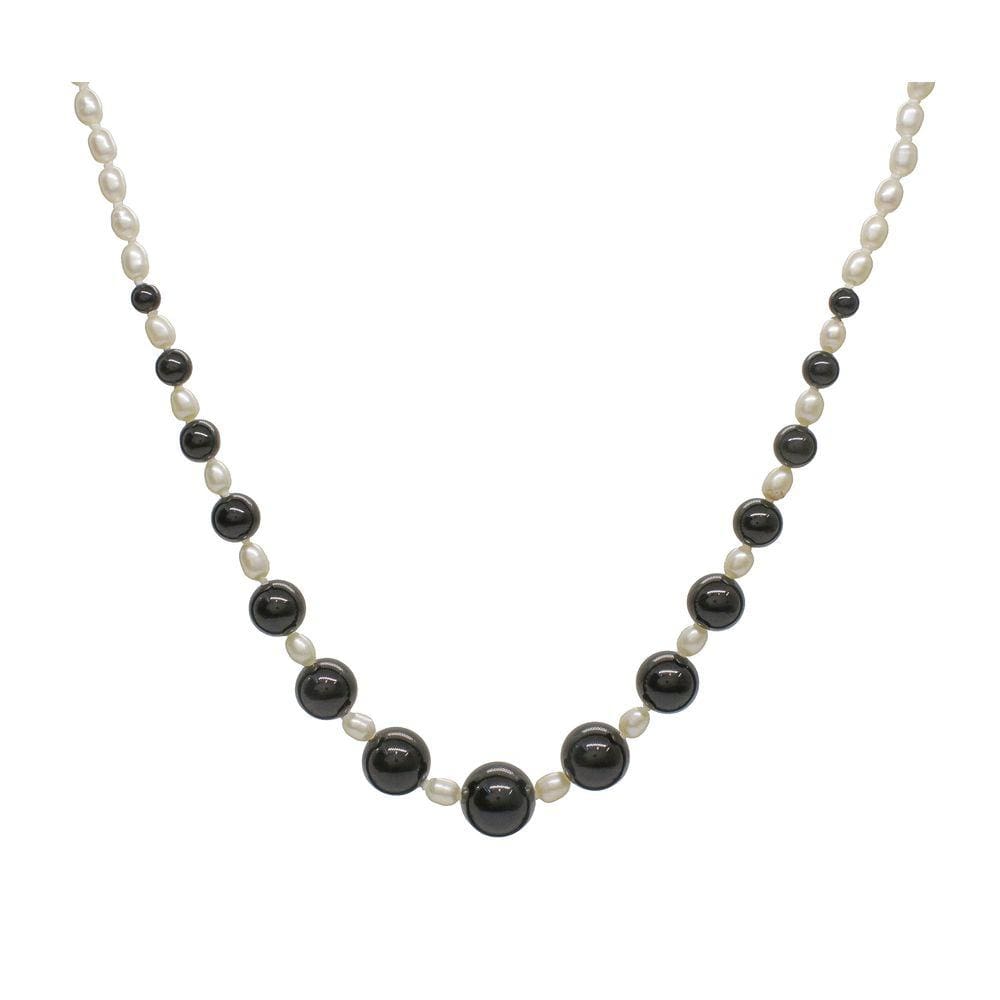 Colar Pérola Água Doce pedra onix degrade 53cm Prata 925