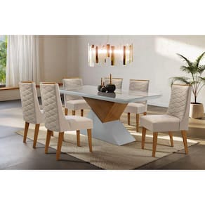 Sala de Jantar Completa com 6 Cadeiras 1,80x0,90m - Dubai - Móveis Rufato