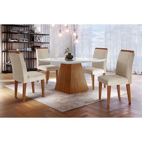 Sala de Jantar Completa com 4 Cadeiras 0,90x0,90m - Luna - Móveis Rufato