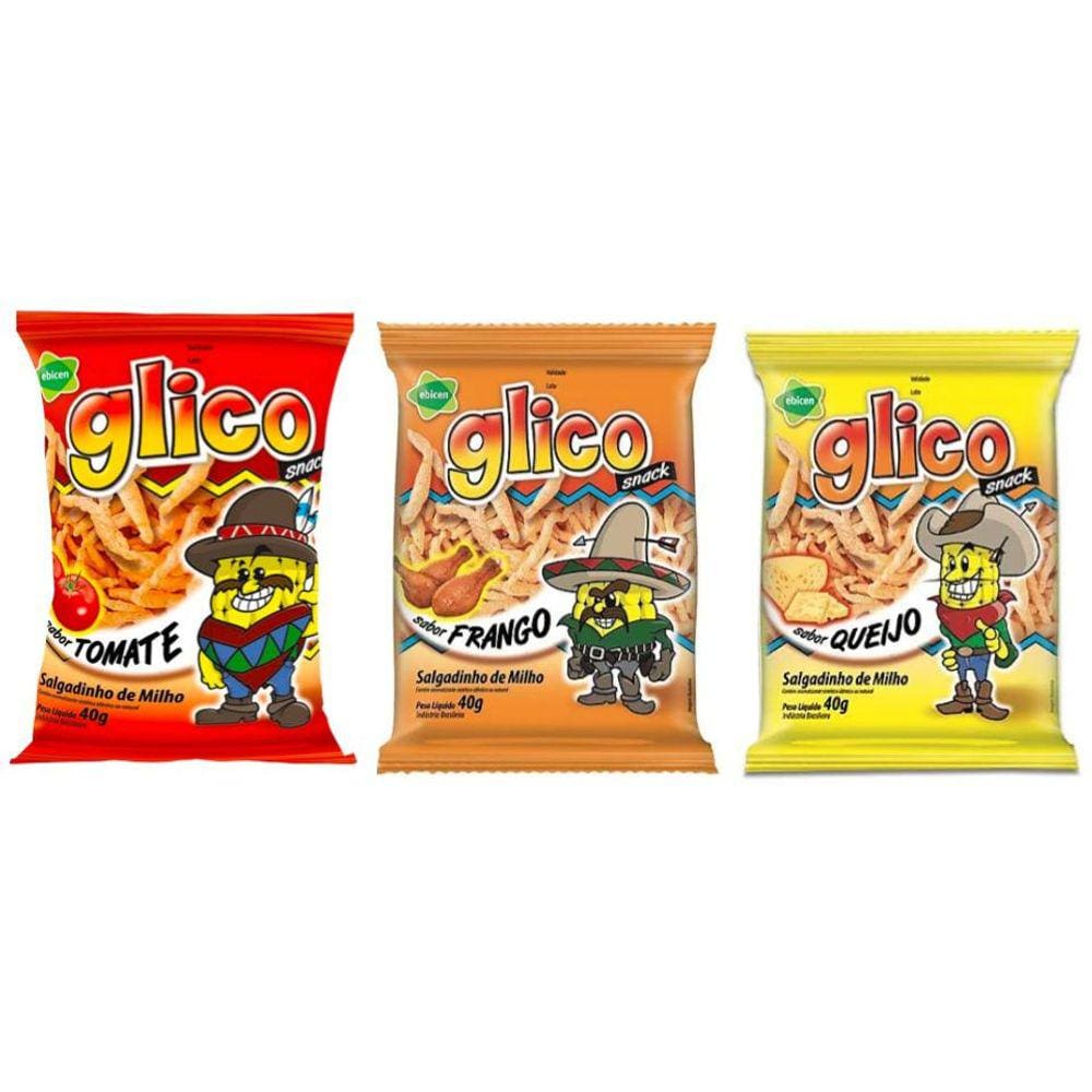 20 Salgadinhos Milho Glico 40g - Escolha O Sabor - Ebicen