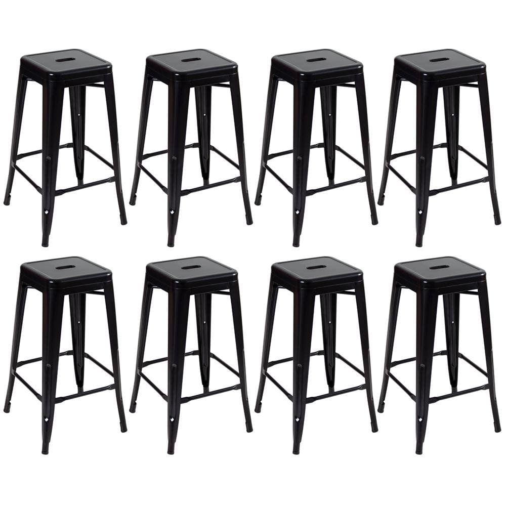 KIT - 8 x banquetas altas Iron Tolix - 76 cm - Preto - Semibrilho