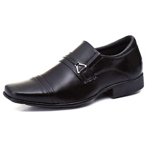 Sapato Social Masculino Bico Quadrado Palmilha EVA Macia Confortavel Solado Borracha Costurado
