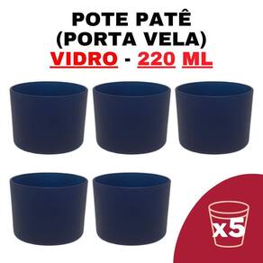 Kit Potes De Vidro Patê Azul Escuro 220Ml