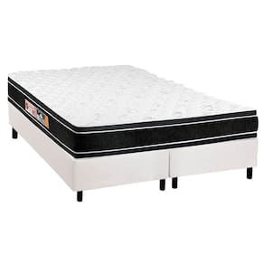 Cama Box King: Colchão Espuma D33 Castor Black e White Double Face + Base CRC Courano White(193x203)